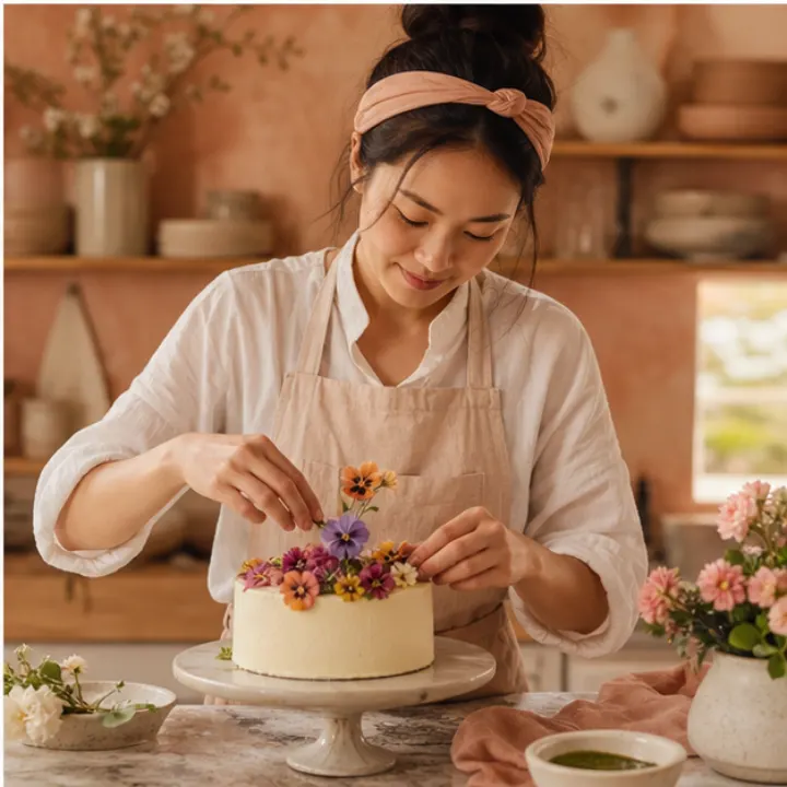 Người thợ Lò Mây trang trí bánh